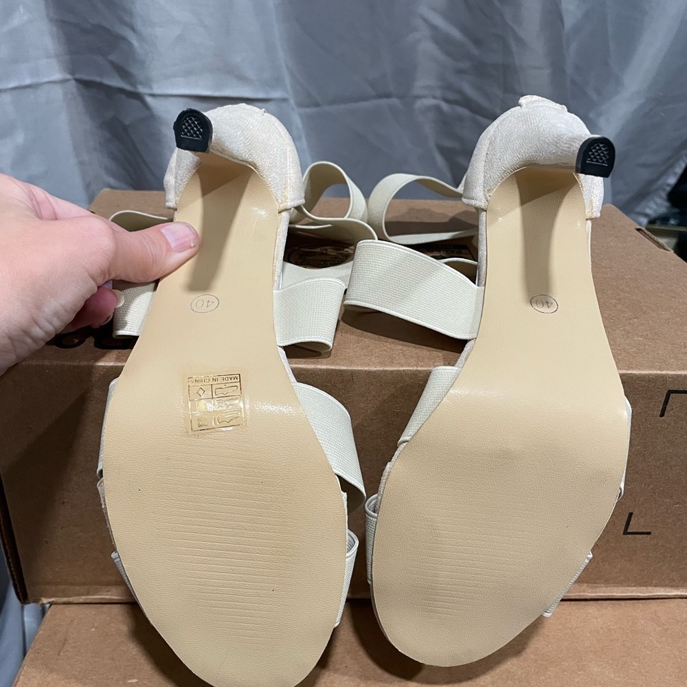 NWOT SHEIN Cream Strappy Heels - Picture 6 of 7
